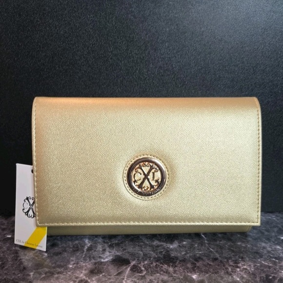 Christian Lacroix Handbags - CXL By Christian Lacroix Paris Caviar Clutch Chain Crossbody Gold NWT